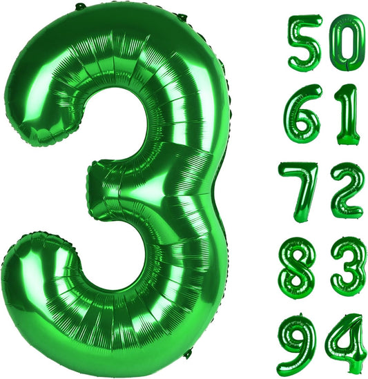 Number 3 Balloon - 40 Inch Green Birthday Decoration for Kids & Adults | St. Patrick's Day Party Supplies