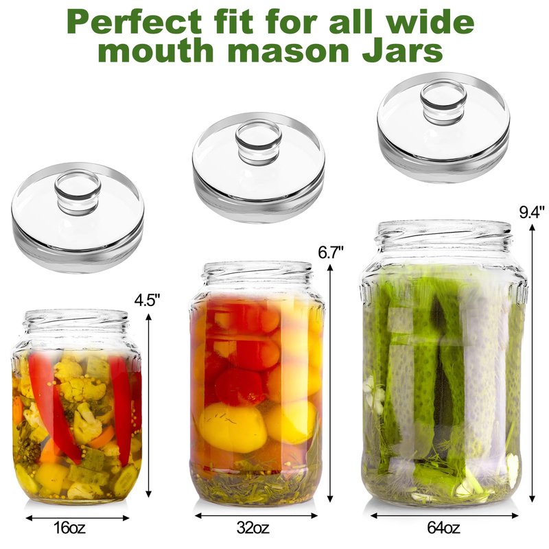 Jucoan 9 Pack Glass Fermentation Weights with Easy Grip Handle, Heavy Glass Fermenting Weights for Wide Mouth Mason Jars, Fermenting Lid Kit Pickling Weights for Kimchi, Sauerkraut, Dishwasher Safe