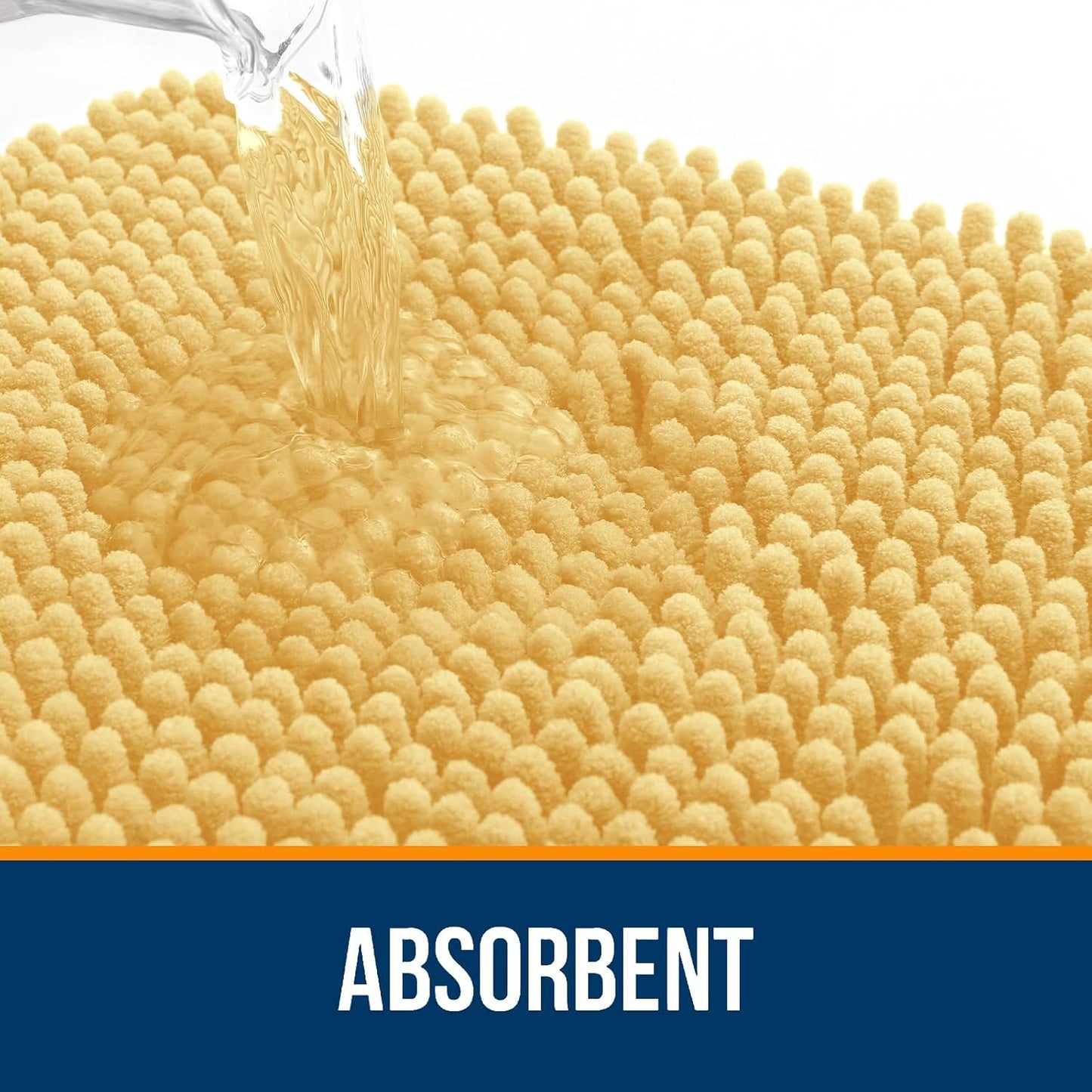 OLANLY Large Bathroom Rugs - Extra Soft Chenille Bath Mats | Quick Dry, Machine Washable, 70x46, Yellow
