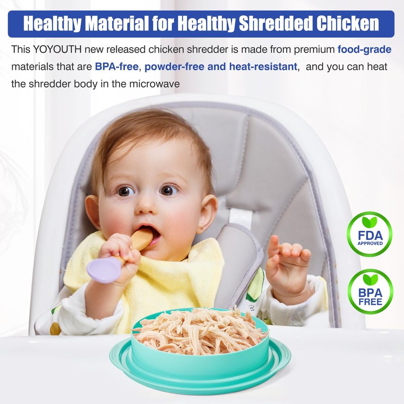 Chicken Shredder Tool Twist: 2026 Pro Food-Grade Visible Meat Shredder with Strong Anti-Slip Base, Ergonomic Handle, Chicken Breast Shredder, Suitable for Pork Beef Chicken (Green)