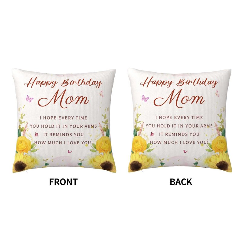 Birthday Gifts for Mom, Mom Birthday Gifts from Daughter Son, Mother Birthday Gifts, Best Gifts for Mom Birthday, Happy Birthday Mom Gifts, Mother Gifts for Birthday Throw Pillow Covers 18x18 Inches