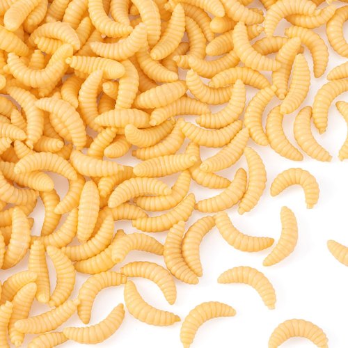 CustomyLife 150Pcs Fake Worms for Fishing, Bass Soft Maggots Baits Bread Worm Realistic Fishing Lure, Plastic False Wax Worm for Freshwater Ice Lure Fishing
