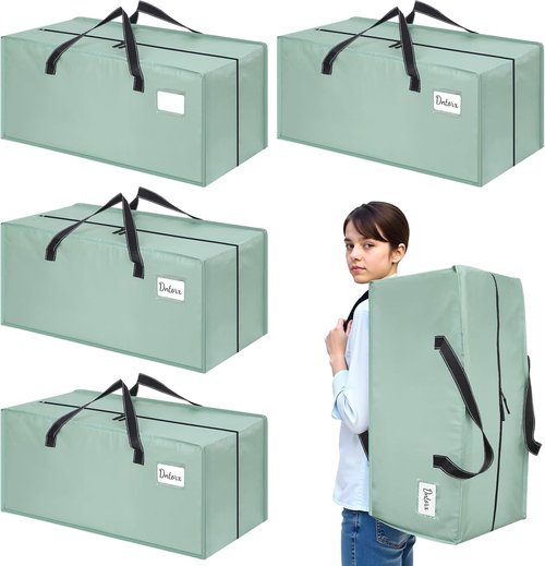 Dntorx Heavy Duty Moving Bags - Waterproof Clothes Storage with Backpack Straps | Large 4-Pack