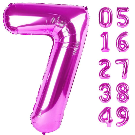 Rosy Purple 7 Balloon, Number Balloons 40 Inch, 7th Birthday Decorations for Girls Kids, Party Decoration for Women, Number 7 Balloon