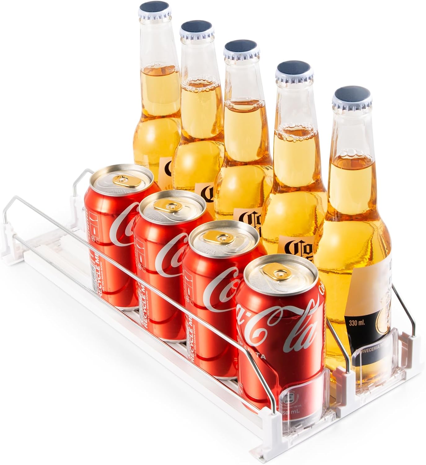 Skiennix Drink Organizer - Automatic Soda Can Dispenser for Fridge Holds Up to 10 Cans | 2 Rows