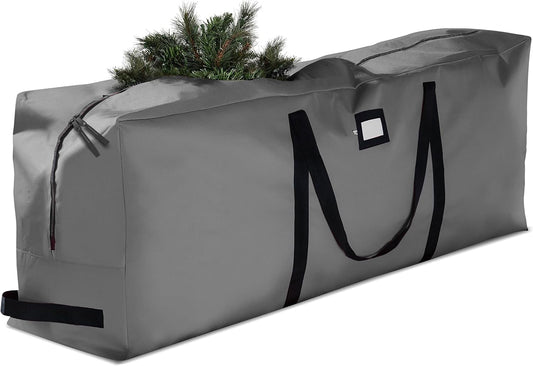 ZOBER Christmas Tree Storage Bag | 600D Oxford Fabric - Waterproof & Tear-Proof - Fits 7.5 Ft Trees - Gray