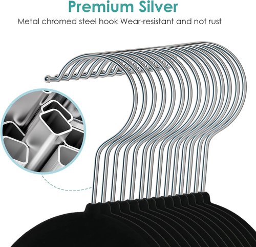 DUDUCOFU Velvet Hangers - Non-Slip Felt Design | 30 Pack Black Space-Saving Slim Hangers with 360° Swivel Hook for Suits, Coats & Dresses