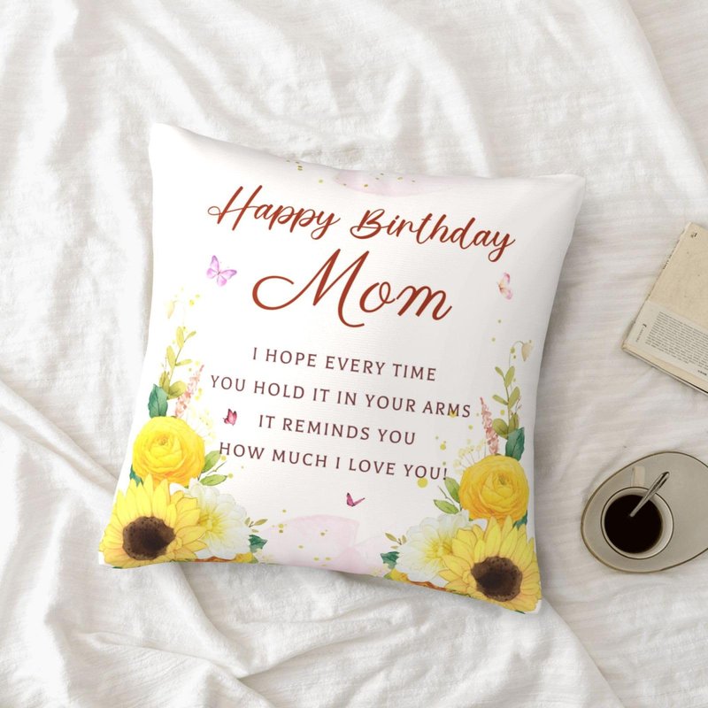 Birthday Gifts for Mom, Mom Birthday Gifts from Daughter Son, Mother Birthday Gifts, Best Gifts for Mom Birthday, Happy Birthday Mom Gifts, Mother Gifts for Birthday Throw Pillow Covers 18x18 Inches
