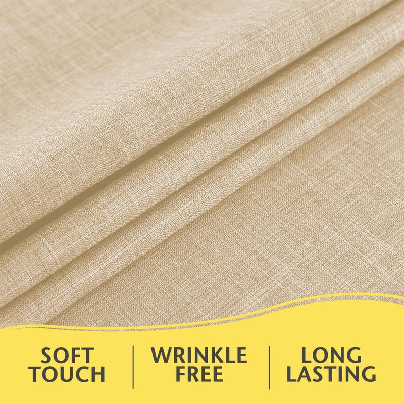 Hereisa Linen Textured Rectangle Tablecloth, Waterproof & Stain Resistant Fabric Table Cloth, Wrinkle Free Linen Dining Decorative Farmhouse Table Cover for Dining/Buffet/Wedding, 52 x 70 Inch, Beige