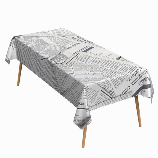 ggaimwf 60x102 Inch Vintage Newspaper Rectangle Tablecloth Black and White Newsprint Table Cloth Washable Rusable Table Cover for Home Birthday School Bookstore Coffee Shop News Theme Party Decor