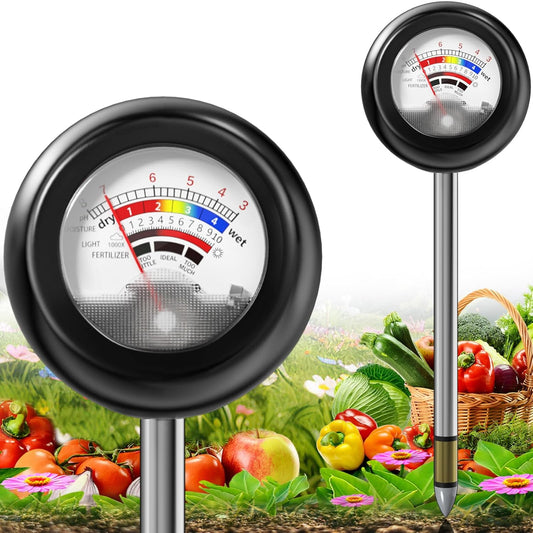 Skiennix 4-in-1 Soil Tester - Battery-Free PH, Moisture, Light & Fertilizer Meter for Garden & Lawn