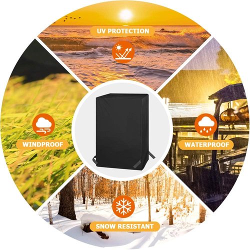 iCOVER Outdoor Waterproof Smoker Cover - Heavy-Duty Protection for 22"X22"X40" Grills | Black