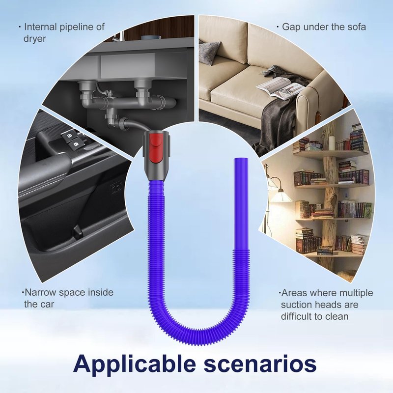 Dryer Lint Vacuum Attachment Compatible with Dyson V15 V12 V11 V10 V8 V7 Gen5 Cordless Vacuum Cleaner, Flexible Dryer Vent Cleaner Kit Lint Removal Tool Purple (【V7V8-V15】Dryer Lint Vacuum Attachment)