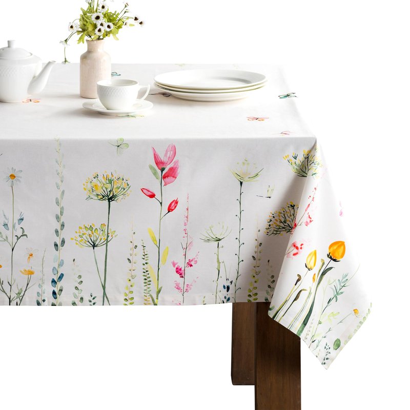 Maison d' Hermine Table Cloth Rectangle Table 100% Cotton 60 x 120 Inches Tablecloth Reusable Decorative for Dining Kitchen Room Farmhouse Home Gifts for Mothers Day Spring Summer - Botanical Fresh