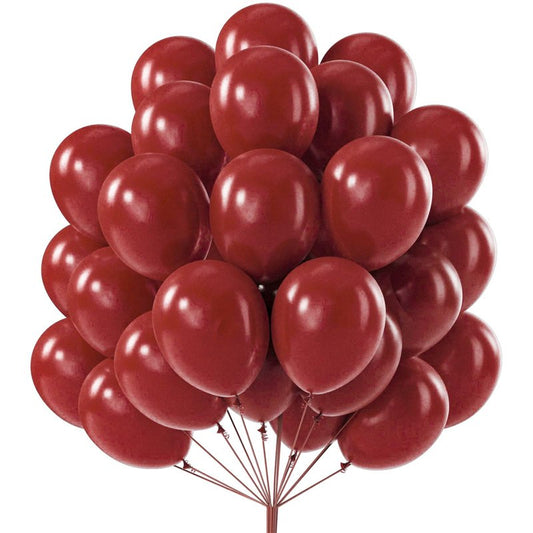 PartyWoo Burgundy Balloons 101pcs 12 Inch Dark Chestnut Red Maroon Helium Balloons for Graduation Wedding Thanksgiving Birthday Bachelorette Citizenship Strawberry Theme Party Decorations Red-Y62