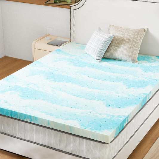 Sweetcrispy Memory Foam Mattress Topper - 4 Inch Gel-Infused Cooling Pad for California King Bed | CertiPUR US Certified, Breathable Design