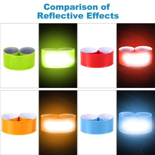 PATIKIL Reflective Slap Bands, 12 Pcs Reflector Band Snap Bracelet Armbands High Visibility Safety Reflectors Wrist Strap Strips for Night Jogging Cycling Running Hiking, Red