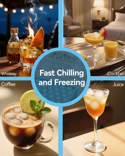 Ice Cube Trays with Lid and Bin, BPA-Free Mini 0.75 Inch Sphere Ice Molds, 2-Pack Small Round Ice Ball Trays, Easy Release, Includes Scoop & Ice Storage Box for Cocktails, Coffee