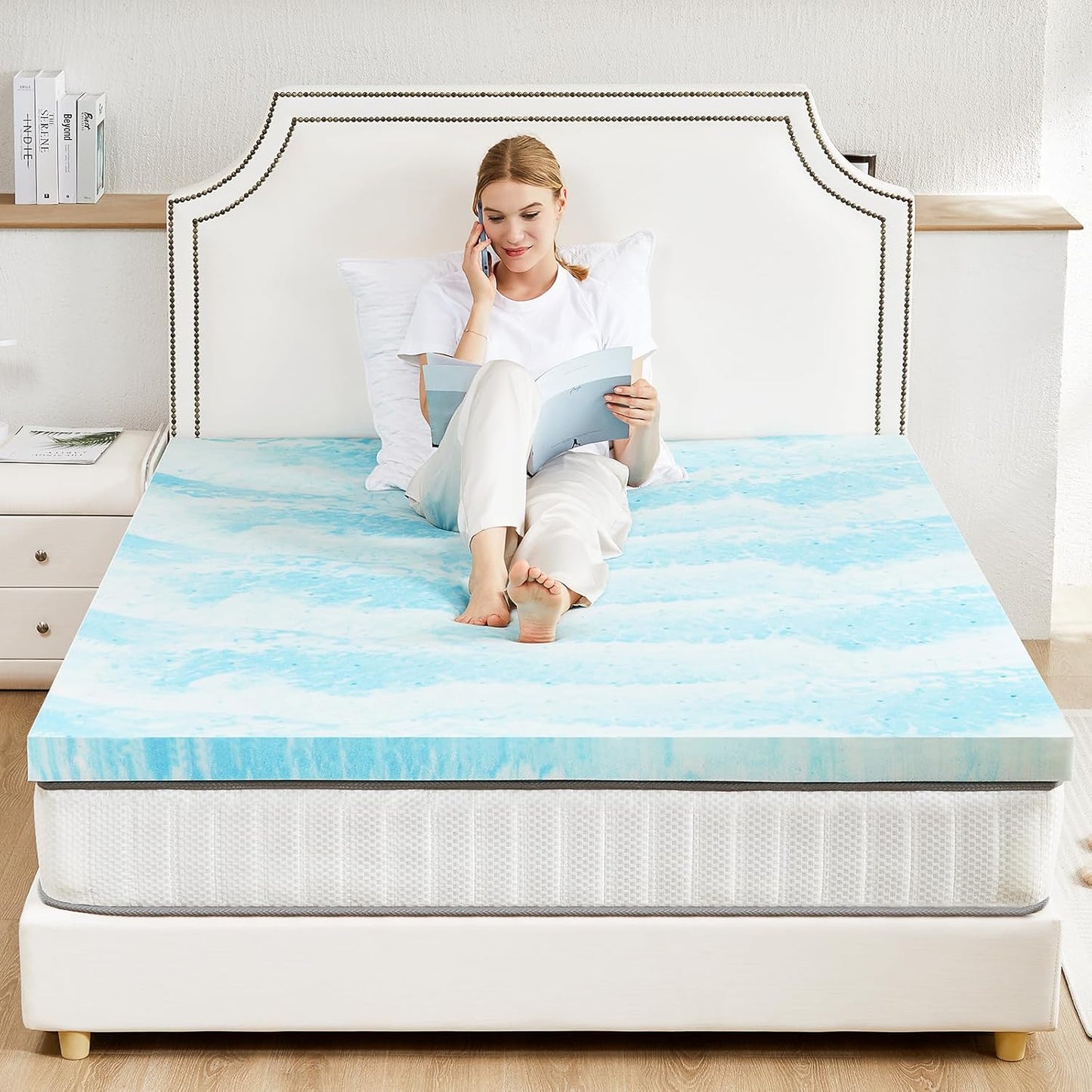 Sweetcrispy Memory Foam Mattress Topper - 3 Inch Gel-Infused Cooling Pad for Twin XL Beds | CertiPUR-US Certified