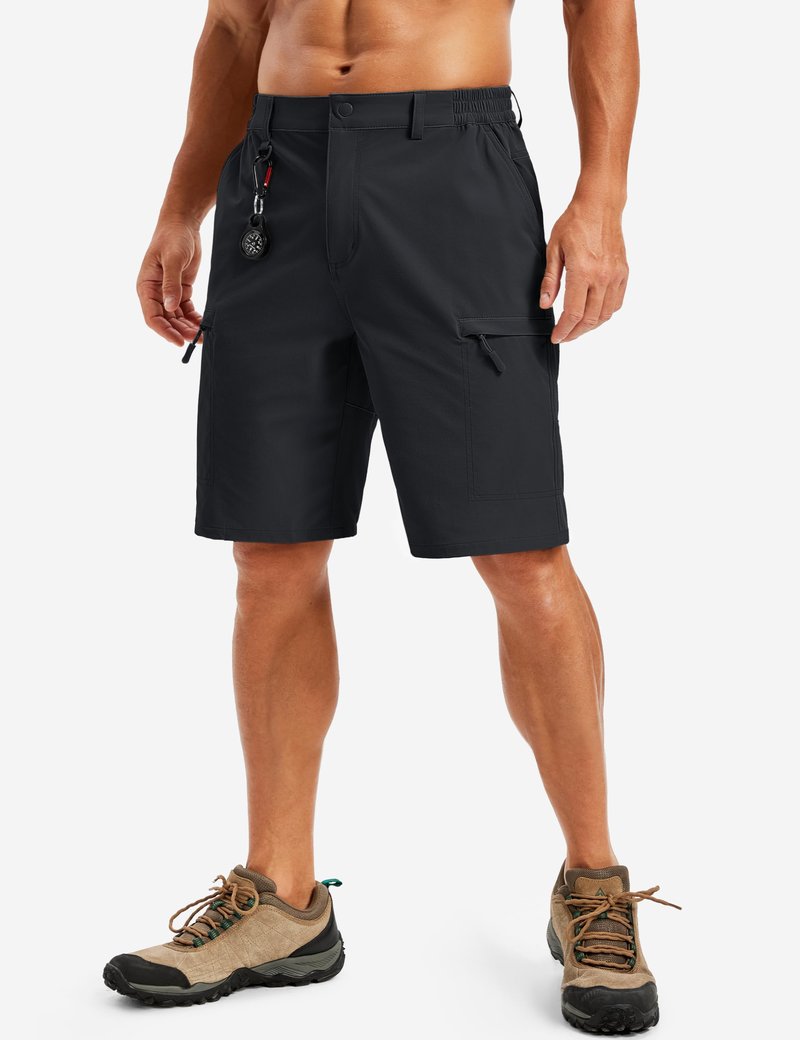 TACVASEN Men's Hiking Cargo Shorts Black Shorts with 5 Pockets D-Ring Quick Dry Lightweight Fishing Golf Casual Trekking