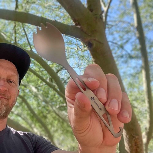 FlipFuel Ultra-Light Titanium Spork for Backpacking & Camping