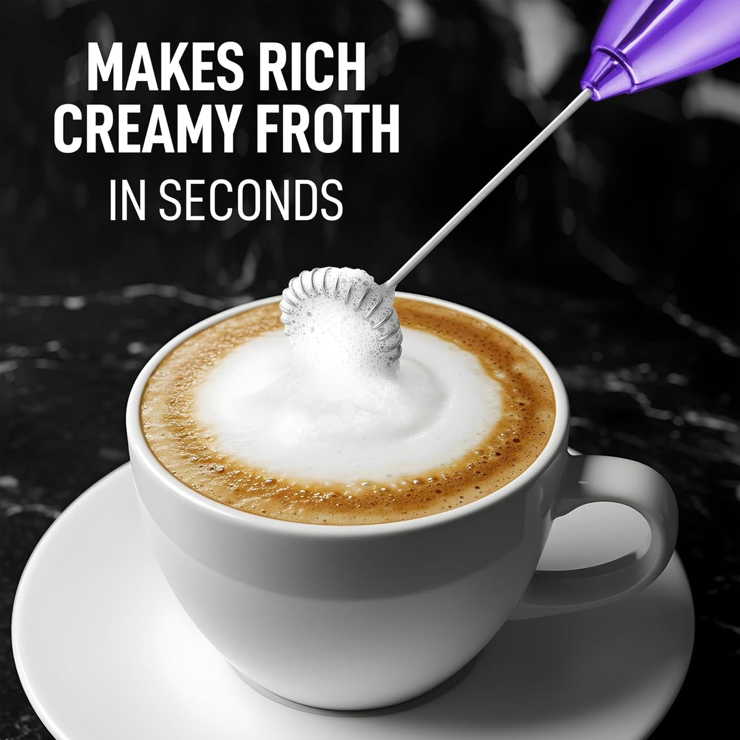 Zulay Kitchen Milk Frother - Handheld Electric Foam Maker for Coffee, Lattes & Hot Chocolate - Deluxe Gift for Coffee Lovers
