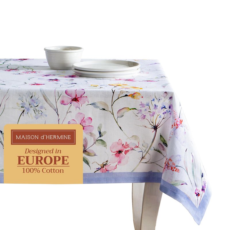 Maison d' Hermine Table Cloth Square Table 100% Cotton 54 x 54 Inches Tablecloth Reusable Decorative for Dining Kitchen Room Farmhouse Home Gifts for Mothers Day Spring Summer - Summer Floral