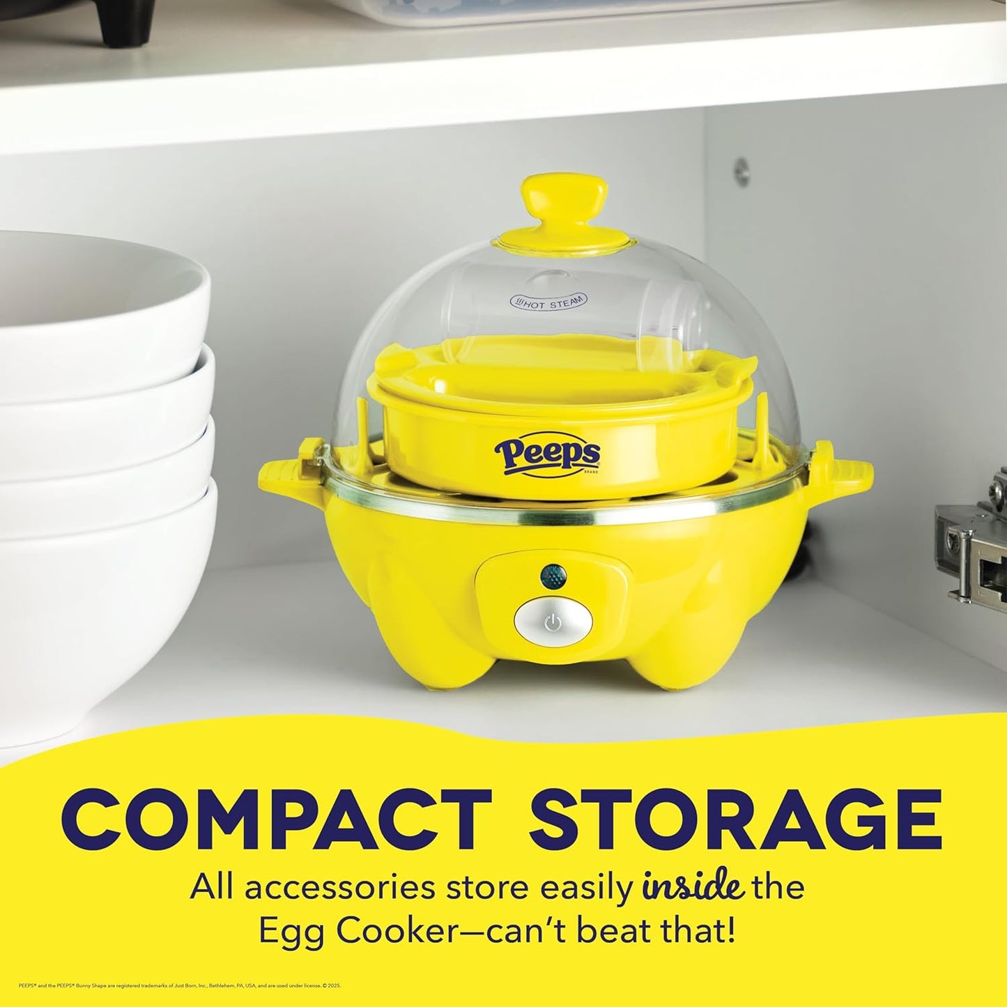 PEEPS & Dash Rapid Egg Cooker - Boil, Poach & Steam 7 Eggs - Dishwasher Safe & BPA Free - Yellow