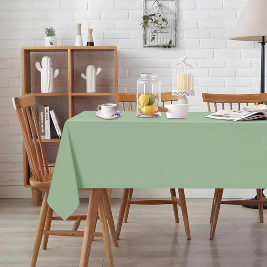 PUSAEN 4 Pack Sage Green Plastic Table Cloth Disposable Rectangle Tablecloth 54 x 108 Inch, Sage Green Plastic Table Covers for Birthday Wedding Banquet Picnic Holiday Party Decorations