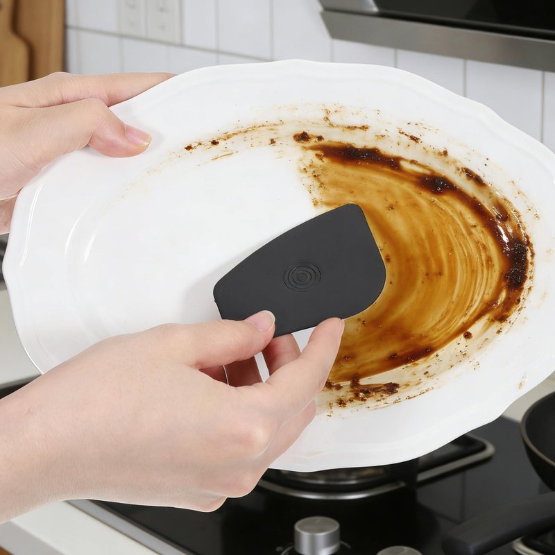 salbsever Pan Scraper Tool 5 Pack Plastic Pot Scraper Dish Scrapers for Cast Iron Food Scrapers Tool Non-Scratch Plastic Bowl Scraperes for Cleaning Grease Burnt Food （Black Thickness 0.078 inches