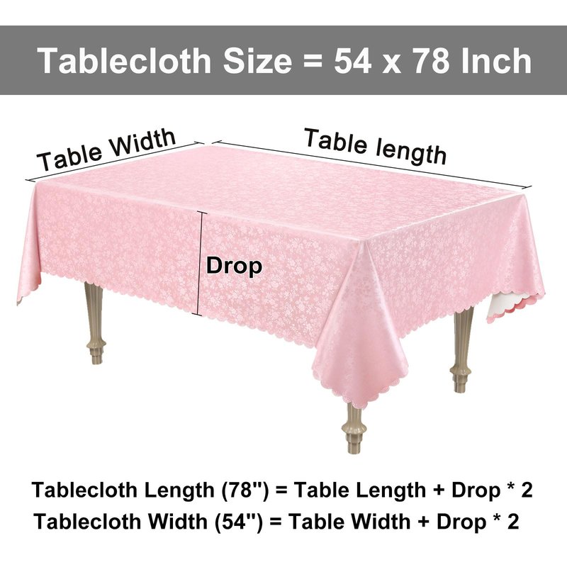 Smiry Rectangle Table Cloth, Waterproof Heavy Duty Vinyl Tablecloths, Wipeable Washable Table Cover for Kitchen and Dining Room (Pink, 54" X 78")
