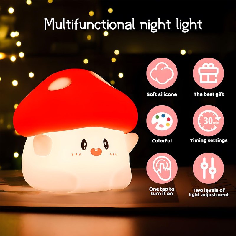 Daixinde Duck Night Light Silicone Squishy, Tap Control 2 Brightness, 50Hrs Battery Kids Nightlight, 30Min Auto Timer, Rechargeable Bedside Lamp for Toddlers, [Valentines Gifts]