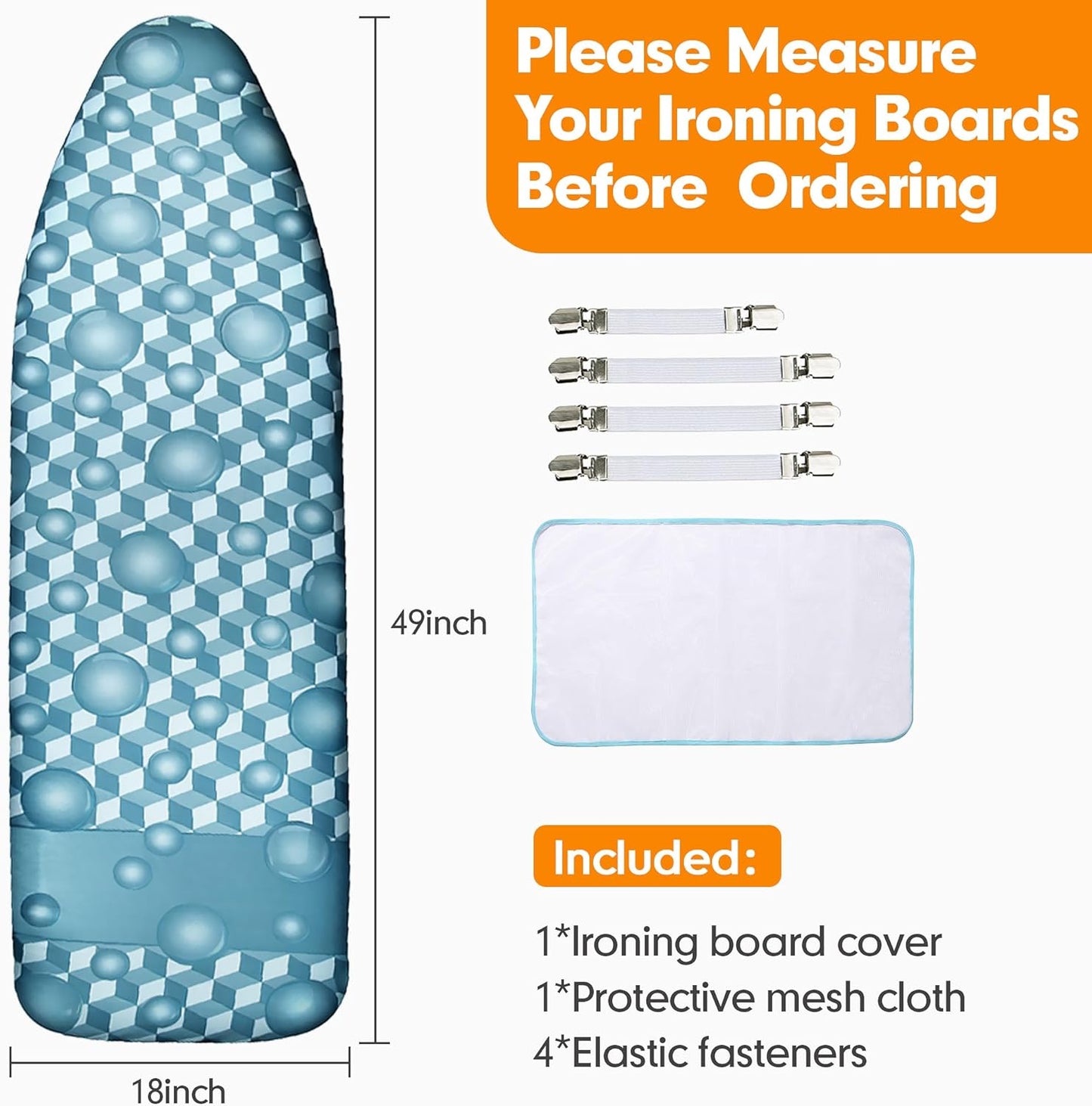 Skiennix Ironing Board Cover - Extra Wide 18x49 Thick Padding | Scorch & Stain Resistant, Berry Blue