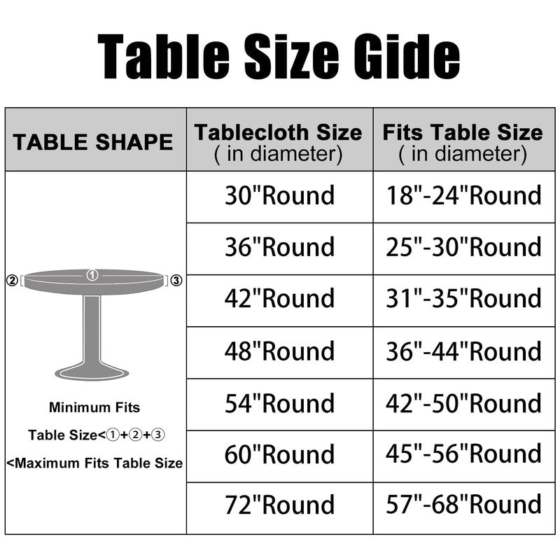 Smiry Round Picnic Tablecloth, Waterproof Elastic Fitted Table Covers for 36" - 44" Tables, Wipeable Flannel Backed Vinyl Tablecloths for Camping, Indoor, Outdoor, Grey & White