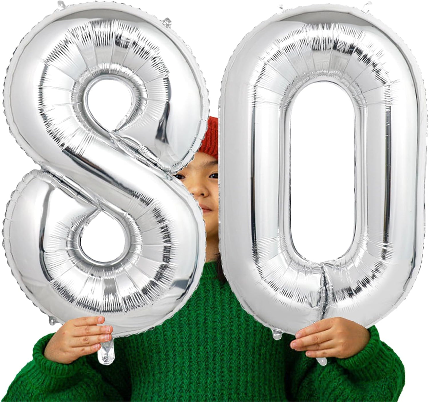 Number Balloons | Giant Silver 80 Balloon - 40 Inch for 80th Birthday & Anniversary Celebrations