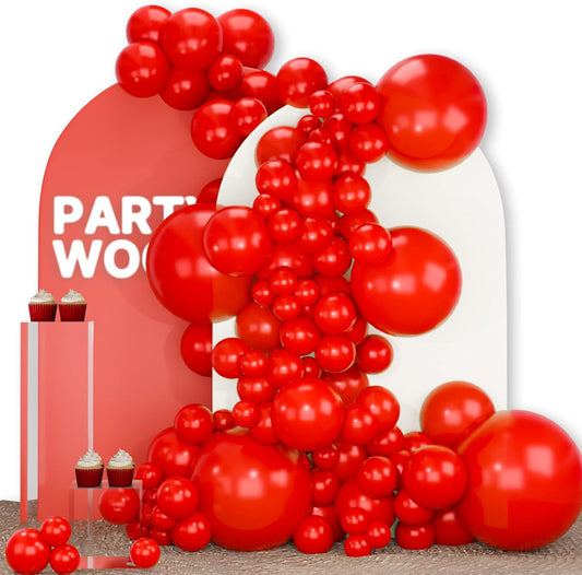 PartyWoo Red Balloons - 100 Pcs Assorted Sizes for Birthday, Graduation & Party Decor | Red Balloon Arch Kit