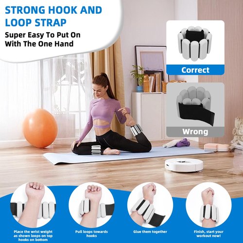 Ankle Weights for Women and Men, Adjustable Wrist Weighted Training Bracelet for Home Gym Workout, Strength Training Walkin Running, Foot weights for exercise, （1 LB each, Grey）2pc on Set