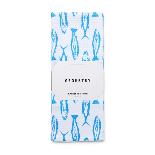 GEOMETRY Tea Towels – Spring & Summer Collection – Quick-Dry, Ultra-Absorbent, Reusable Microfiber Kitchen Towels for Drying & Cleaning - Coastal Catch - 1 Pack