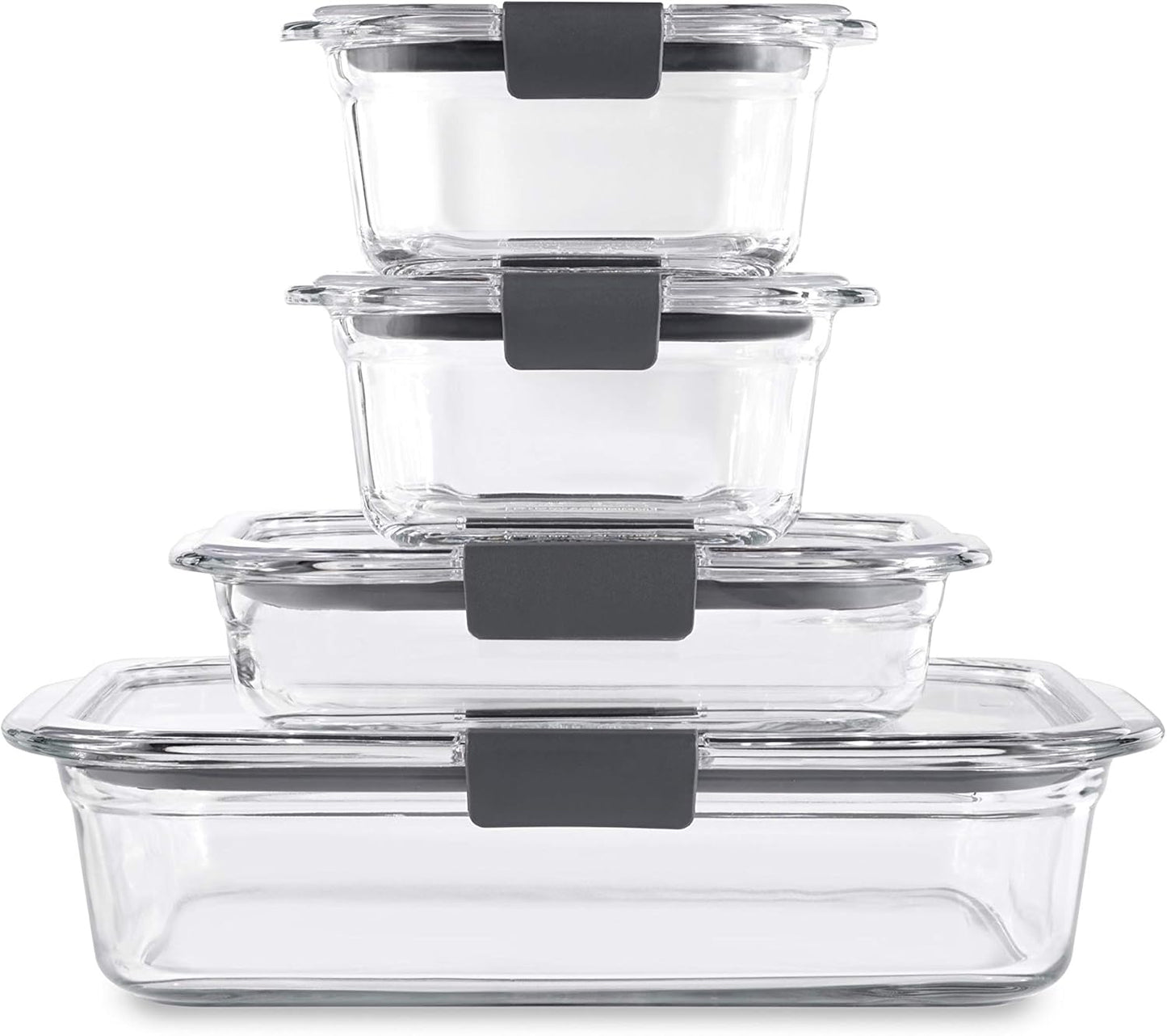 Rubbermaid Brilliance Glass Storage Containers - 8-Piece Set with Lids - Clear & Versatile Design