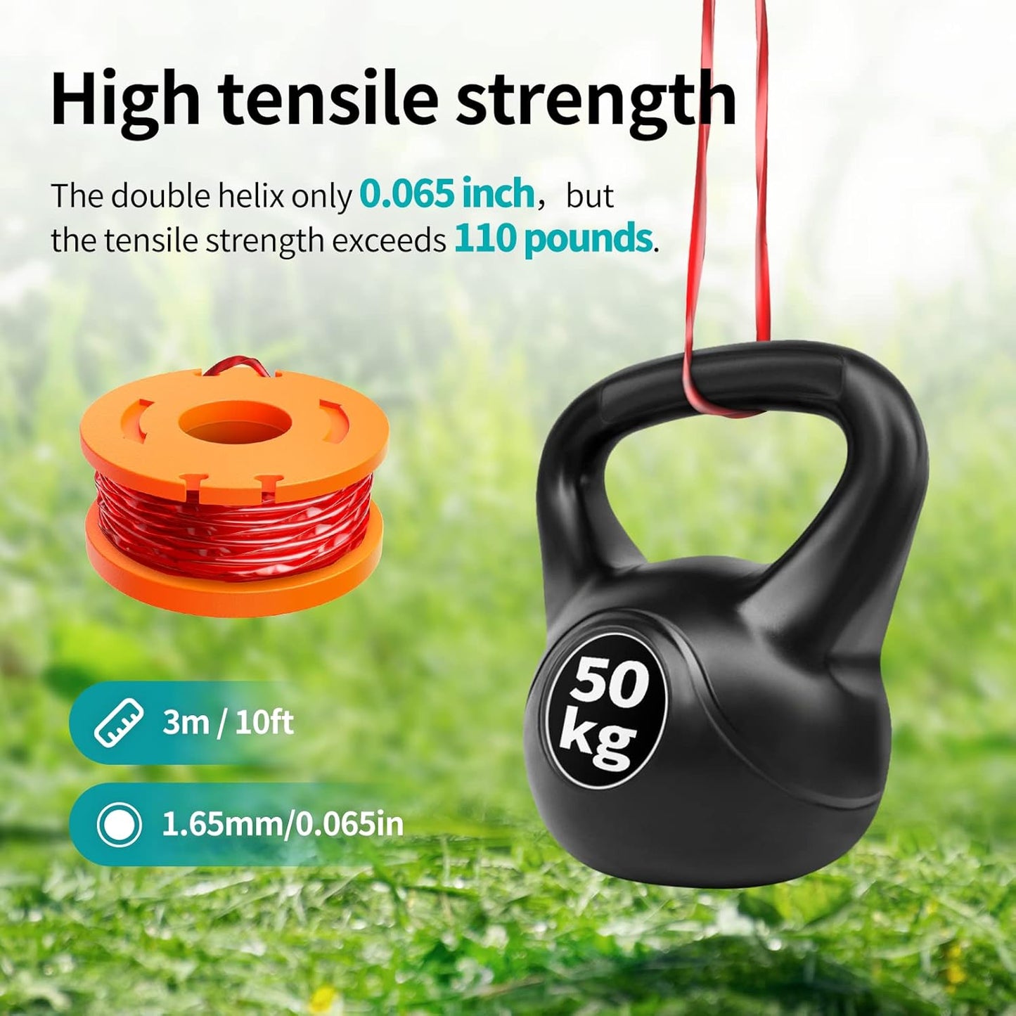 Worx 15-Pack Trimmer Spool Line - Replacement Weed Wacker String | 0.065'' Refills for String Trimmers
