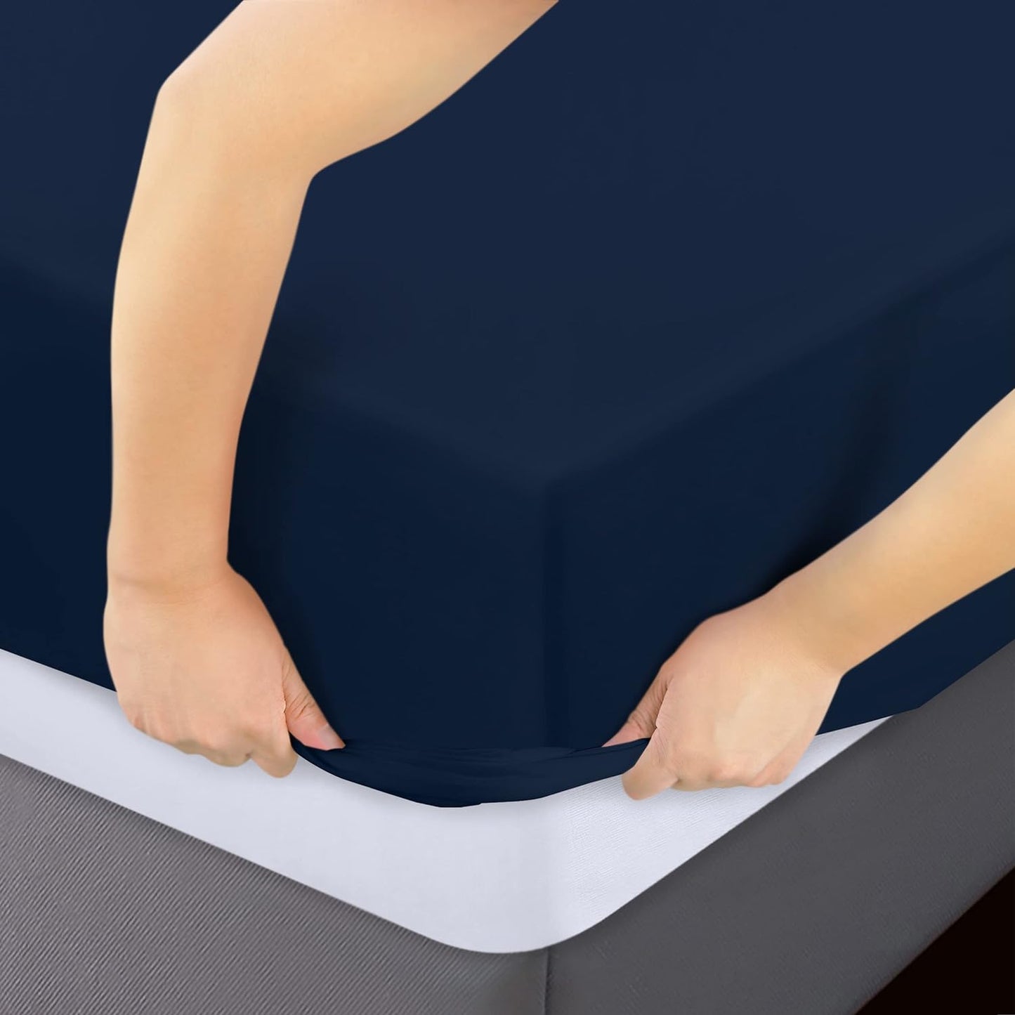 Utopia Bedding Twin Fitted Sheets - Soft Brushed Microfiber with Deep Pockets - Bulk Pack of 2 | Navy