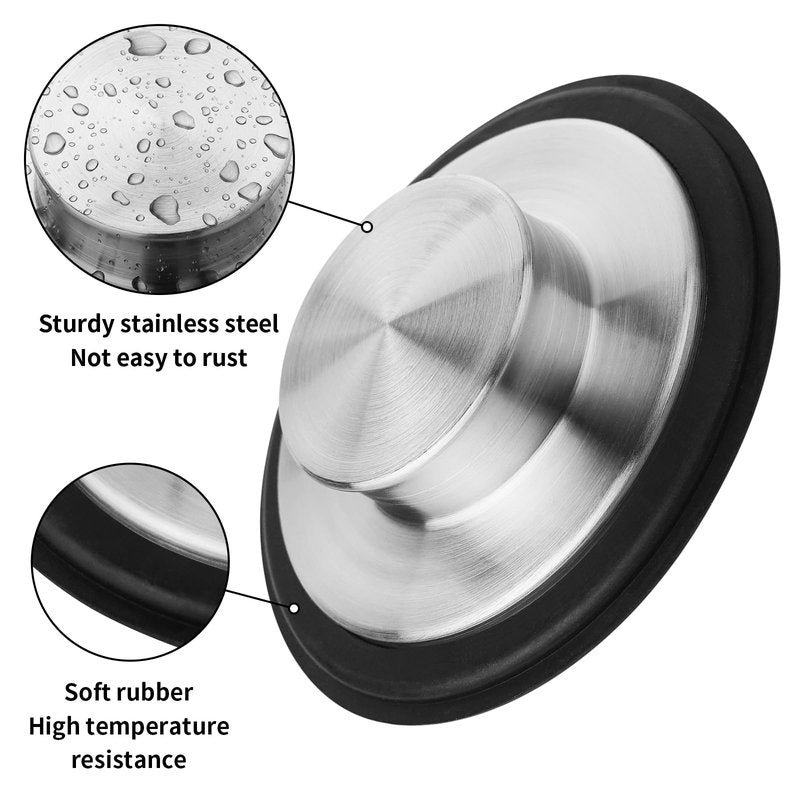 Tifanso Kitchen Sink Drain Stopper Cover, 2PCS Stainless Steel Garbage Disposal Stopper 3.34 Inch Drain Plug, Fits Standard Kitchen Sink Size of 3-1/2 Inch