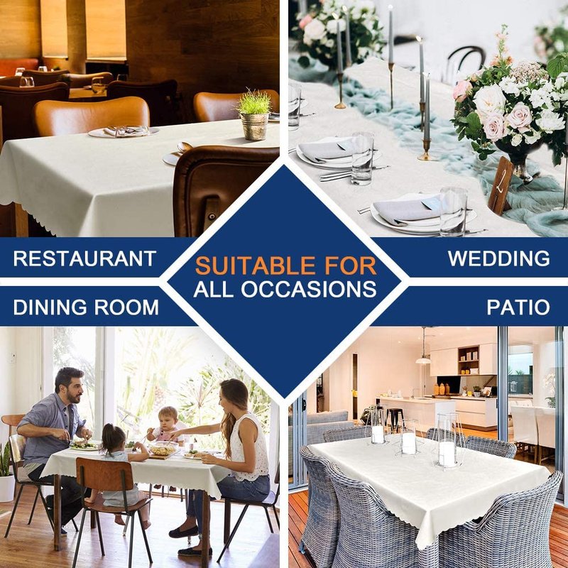 Smiry Rectangle Table Cloth, Waterproof Heavy Duty Vinyl Tablecloths, Wipeable Washable Table Cover for Kitchen and Dining Room (White, 52" X 70")