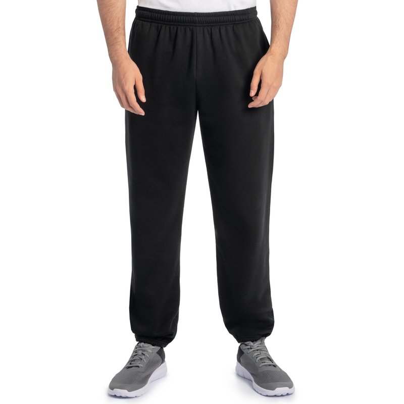 Fruit Of The Loom Mens Eversoft Fleece Elastic Bottom With Pockets, Relaxed Fit, Moisture Wicking, Breathable Sweatpants, Black, XX-Large US
