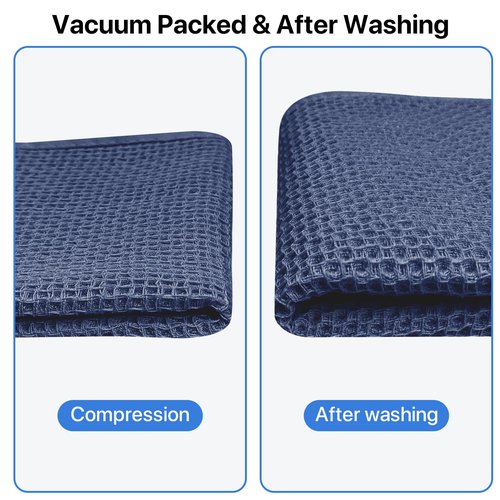 FreeNook 100% Cotton Waffle Weave Kitchen Towels, 6 Pack Dish Cloths for Washing Dishes, Ultra Soft Absorbent Dish Towels, Quick Drying Kitchen Rags, 12x12 Inches, Dark Blue