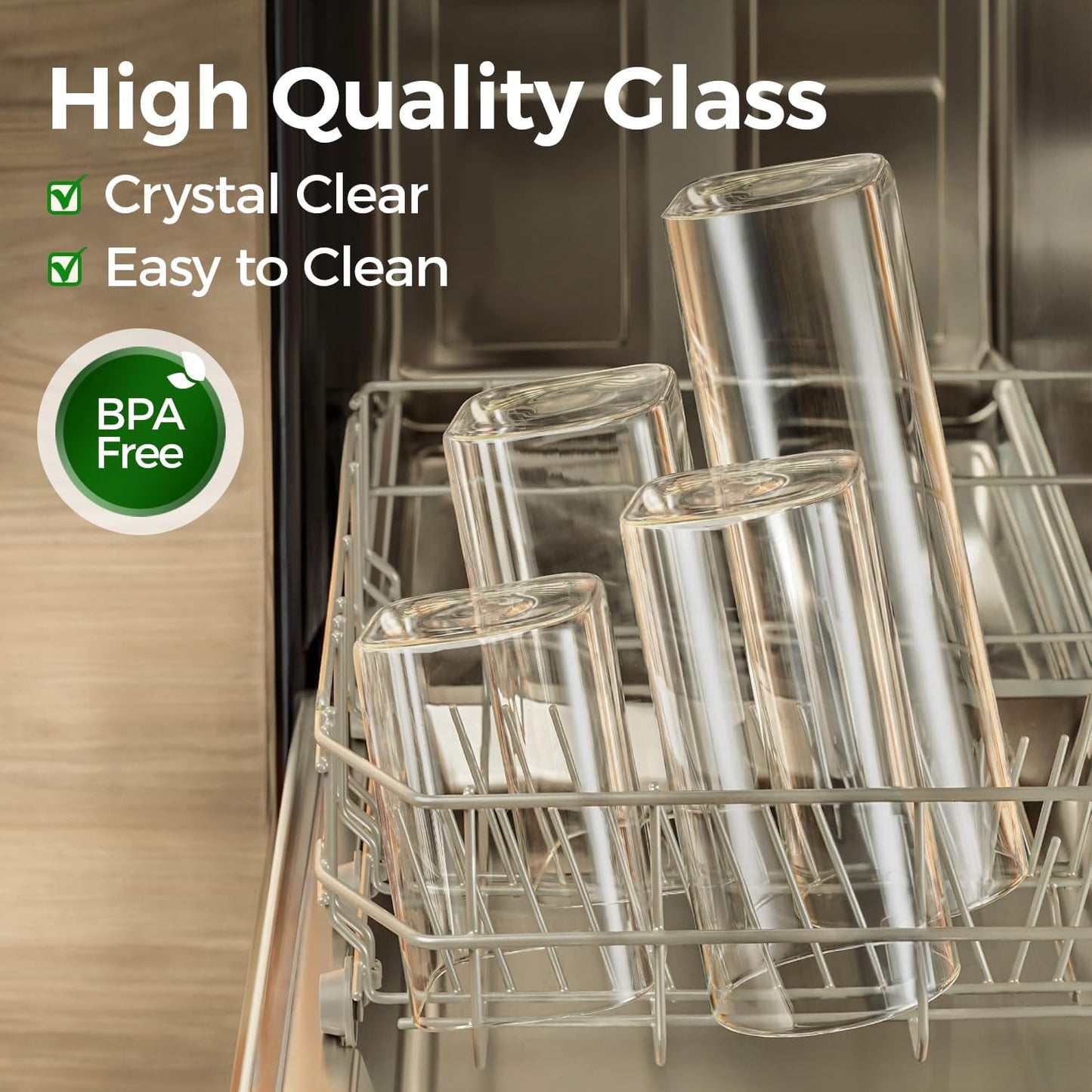 Skiennix 1Qt Airtight Glass Canisters - Bamboo Lid Square Pantry Storage for Coffee, Snacks & More | 4-Pack