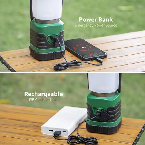 1000LM LED Camping Lantern - Rechargeable Power Bank, 4 Light Modes, Waterproof for Hiking & Emergencies