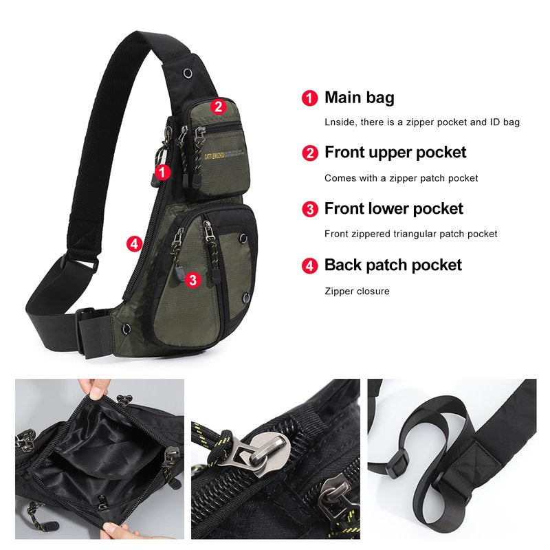 QAZWSXE Mens Sling Bags Crossbody,Shoulder Bag for Men,Men Crossbody Bags for Hiking Traveling Outdoors Green