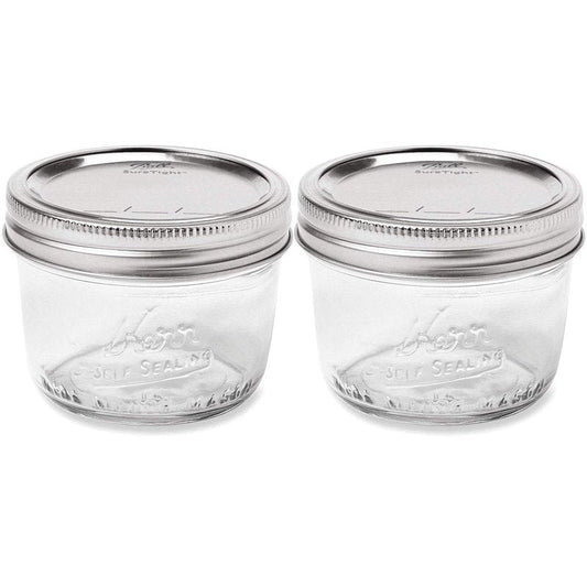 Kerr Wide Mouth Half-Pint Glass Mason Jars 8-Ounces with Lids and Bands (2 Jar-Pack)
