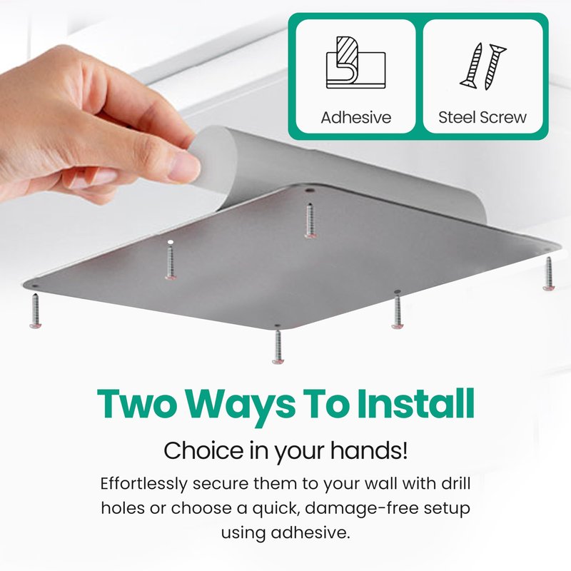 17.5inchX11.5inch Large Stainless Steel Plate for Magnets, 3M Adhesive Back, Mounting Screws, Ideal for Magnetic Shelf, Spice Holders, Colorful Magnets as a Gift. Mount Anywhere! (Silver, 1 Pack)